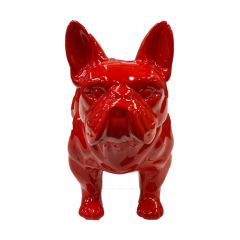 Statuette chien rouge bouledogue - vue de face - RUDY