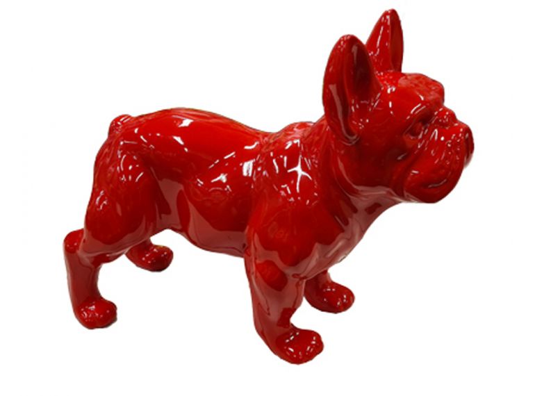 Statuette chien rouge bouledogue - vue de gauche - RUDY