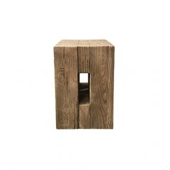 Tabouret cube en bois de pin recyclé - vue de face - ORIGIN