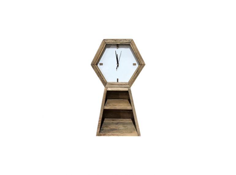 Horloge en bois sur support à 2 niches - ORIGIN
