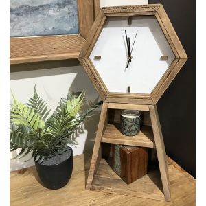 Horloge en bois sur support à 2 niches - vue en ambiance - ORIGIN