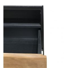 Table basse en métal et en pin recyclé - vue intérieur du tiroir - ORIGIN 2