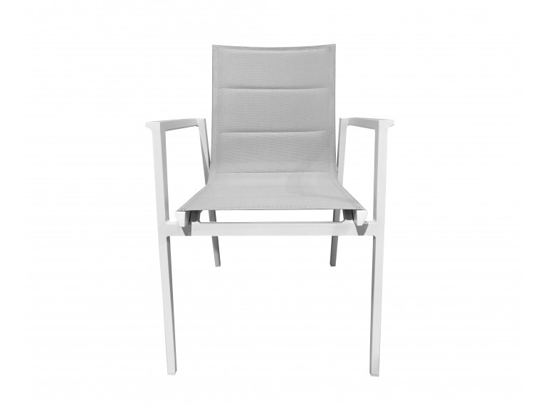 Chaise de repas jardin en textilène et métal blanc - HAWAI