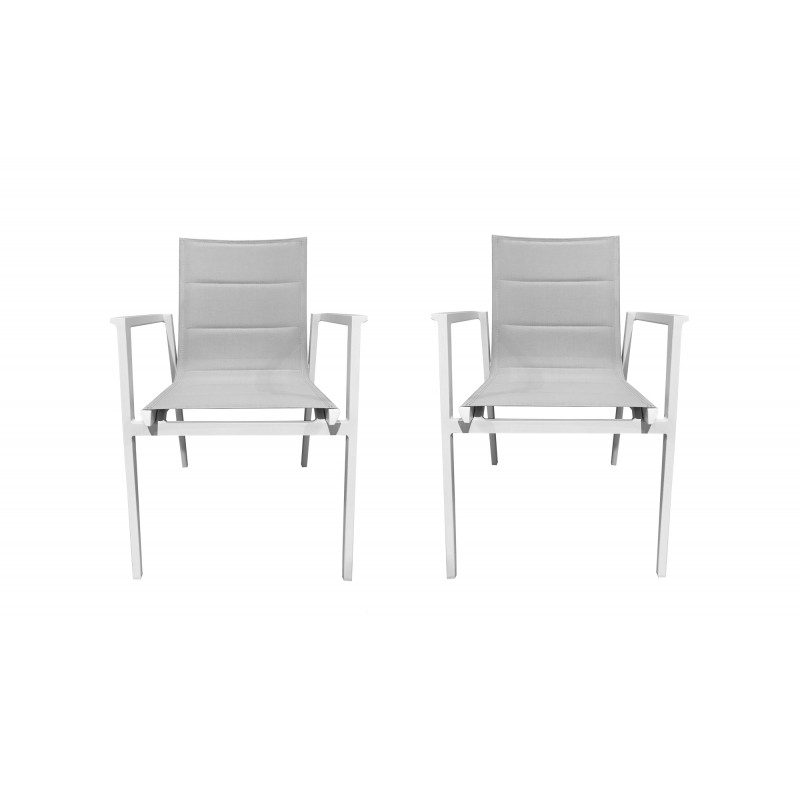 Lot de 2 chaises de repas jardin en métal blanc - HAWAI