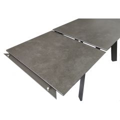 Table extensible plateau céramique marbrée gris anthracite 160/240 cm - vue rallonge dépliée - MARKUS