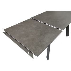 Table extensible plateau céramique marbrée gris anthracite 160/240 cm - vue rallonge dépliée - MARKUS
