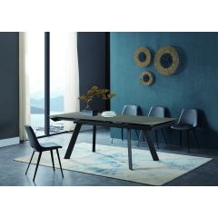 Table extensible plateau céramique marbrée gris anthracite  160/240 cm - vue en ambiance  - MARKUS