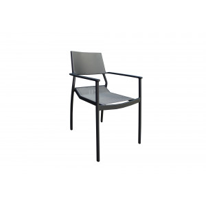 Chaise de jardin en métal et textilène noir - OLAND