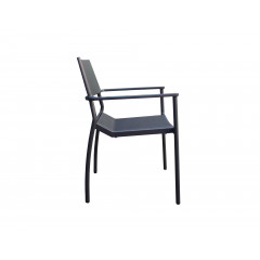 Chaise de jardin en métal et textilène noir - vue de côté - OLAND