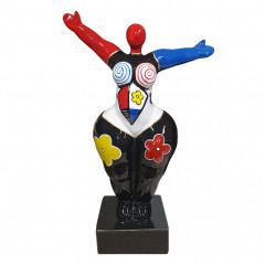 Statuette de femme multicolore bras ouvert - vue de face - JILA
