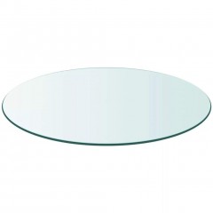 Plateau rond 90 cm en verre trempé transparent - dessus de table résistant - Pour table & table basse
