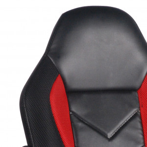 Fauteuil de bureau en simili et mesh noir et rouge assise réglable avec roulettes et accoudoirs - MASTER