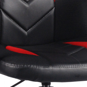 Fauteuil de bureau en simili et mesh noir et rouge assise réglable avec roulettes et accoudoirs - MASTER