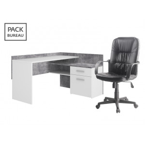 Pack bureau - Chaise + bureau d'angle avec rangements - ESTEBANE