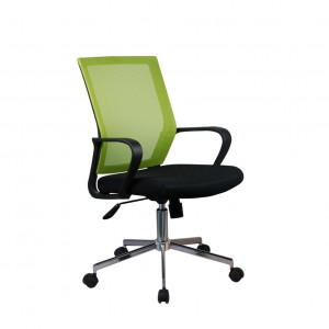 Fauteuil de bureau en mesh vert et noir dossier souple inclinable assise réglable structure métal chromé- SKILL