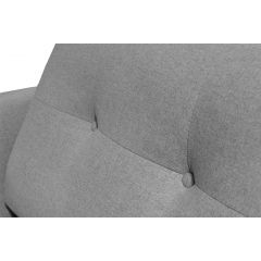 Canapé d'angle en tissu gris avec coussins capitonnés et pieds bois évasés - angle gauche - zoom - SIENNA