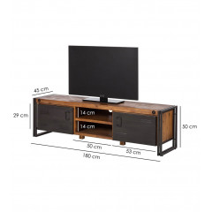 Relaxdays Meuble TV style industriel, effet bois, cadre métallique, Meuble  TV avec support,HlP 50,5x110,5x45cm,brunclair