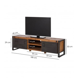 Meuble TV industriel bois et métal - avec mesures - ATELIER