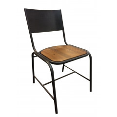Chaise en bois et métal design industriel - ATELIER