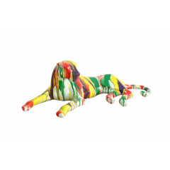 Statuette multicolore panthère couchée H19cm - KIRA 2