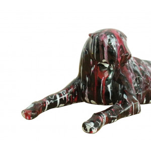 Statuette panthère couchée noir et rouge - Zoom tête - KIRA