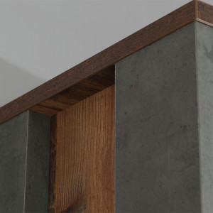 Vitrine en bois avec porte vitrée H205cm effet bois vieilli - zoom haut du meuble - FRED