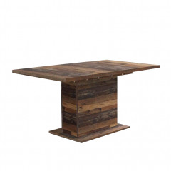 Table extensible en bois L160cm effet bois vieilli - vue en angle - FRED