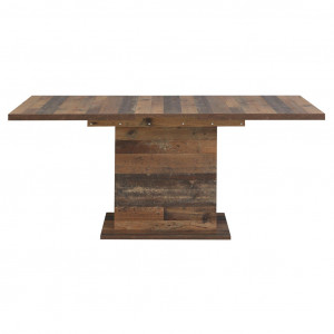 Table extensible en bois L160cm effet bois vieilli - vue avec la rallonge - FRED