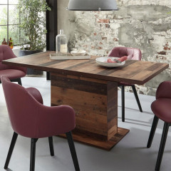 Table extensible en bois L160cm effet bois vieilli - vue en ambiance - FRED