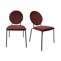 Lot de 2 chaises médaillons en velours avec piètement métal noir - vue en lot - DIVA 088
