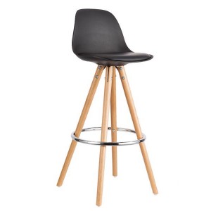 First - Tabouret chaise de bar  Noir et piètement en bois