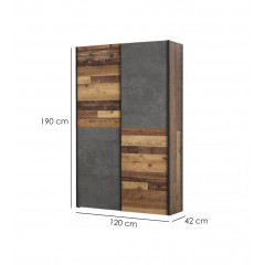 Armoire dressing 2 portes coulissantes en bois - dimensions - SMART
