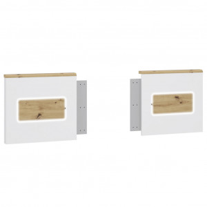 Lot de 2 panneaux en bois pour table de chevet avec système LED - vue en angle - LIZA