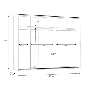 Armoire 2 portes coulissantes en bois avec système LED - dimensions - LIZA