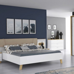 Commode 3 tiroirs en bois finition blanc brillant - vue en ambiance - LIZA