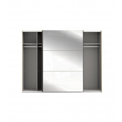 Armoire/Dressing 2 portes coulissantes avec miroir L270cm - vue rangements - IBIZA