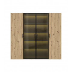 Armoire/Dressing 4 portes coulissantes avec miroir et éclairage LED - vue de face - IBIZA