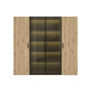 Armoire/Dressing 4 portes coulissantes avec miroir et éclairage LED - vue de face - IBIZA