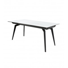 Table céramique extensible L160/210cm avec piètement métal noir - vue de angle - MADRID