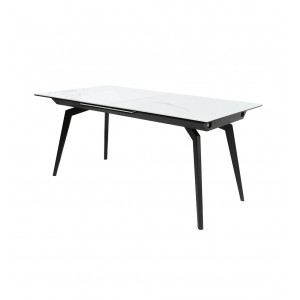 Table céramique extensible L160/210cm avec piètement métal noir - vue de angle - MADRID