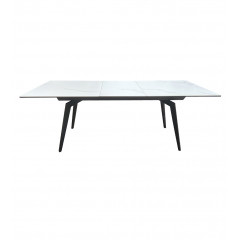 Table céramique extensible L160/210cm avec piètement métal noir - vue de face avec rallonge - MADRID
