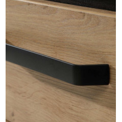 Table de chevet 2 tiroirs en bois chêne et métal noir - zoom - IBIZA