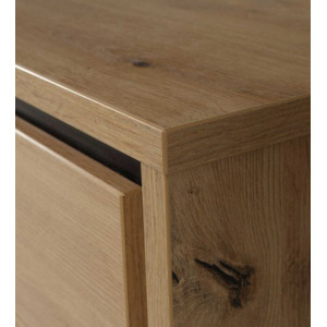 Table de chevet 2 tiroirs en bois chêne et métal noir - zoom - IBIZA