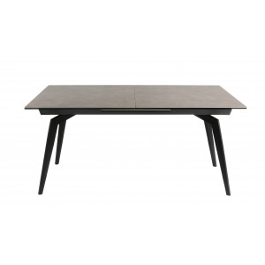 Table céramique extensible L160/210cm avec piètement métal noir - vue de face - MADRID