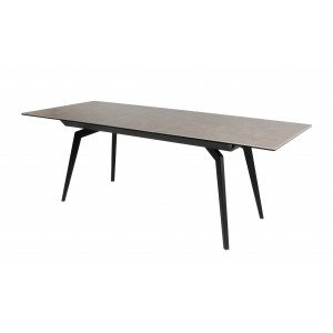 Table céramique extensible L160/210cm avec piètement métal noir - vue en angle avec rallonge - MADRID