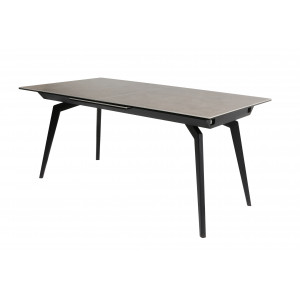 Table céramique extensible L160/210cm avec piètement métal noir - vue en angle - MADRID