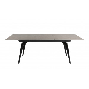 Table céramique extensible L160/210cm avec piètement métal noir - vue de face avec rallonge - MADRID