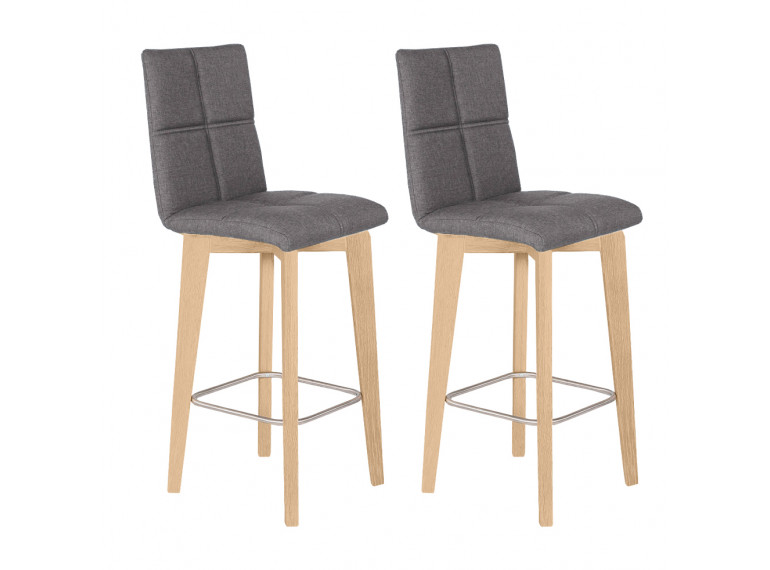 Lot de 2 chaises de bar style scandinave en tissu - vue de 3/4 - MANON