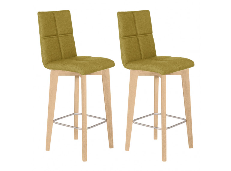 Lot de 2 chaises de bar style scandinave en tissu - vue de 3/4 - MANON