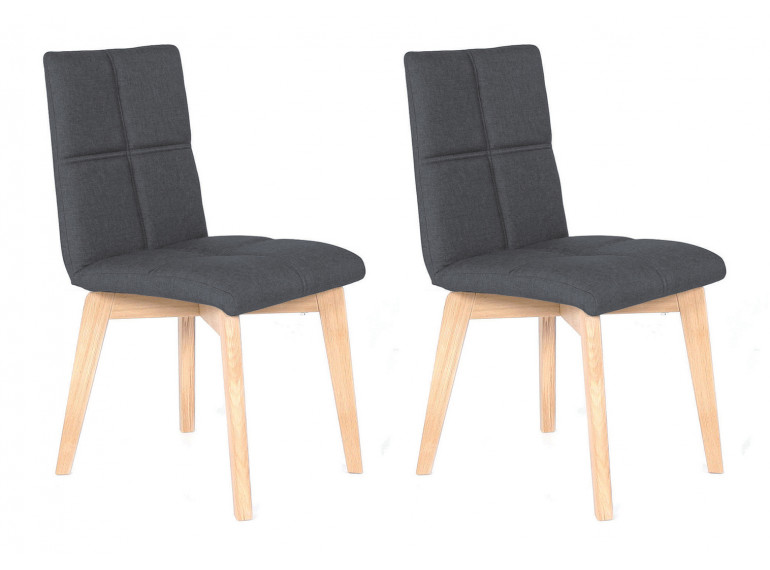 Lot de 2 chaises en tissu gris capitonné design scandinave - lot de 2 - MANON